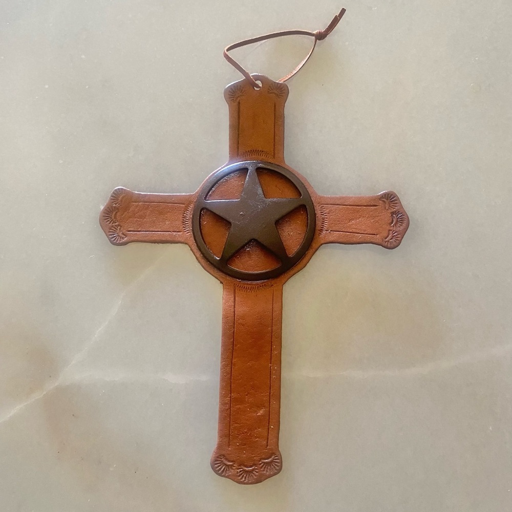 Leather Lone Star Stamped Cross